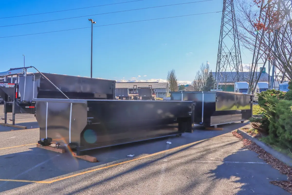 Roll-off dumpster ready for waste disposal at job site for 2 Yard Dumpster Rental in Palm Beach